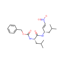 CC(C)C[C@@H](/C=C/[N+](=O)[O-])NC(=O)[C@H](CC(C)C)NC(=O)OCc1ccccc1 ZINC001772599374