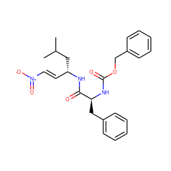 CC(C)C[C@@H](/C=C/[N+](=O)[O-])NC(=O)[C@H](Cc1ccccc1)NC(=O)OCc1ccccc1 ZINC001772577516