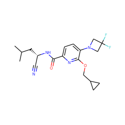 CC(C)C[C@@H](C#N)NC(=O)c1ccc(N2CC(F)(F)C2)c(OCC2CC2)n1 ZINC000207737573