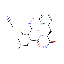 CC(C)C[C@@H](C(=O)N[C@@H](Cc1ccccc1)C(N)=O)[C@H](CSCC#N)C(=O)NO ZINC000027087993