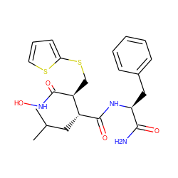 CC(C)C[C@@H](C(=O)N[C@@H](Cc1ccccc1)C(N)=O)[C@H](CSc1cccs1)C(=O)NO ZINC000027082271