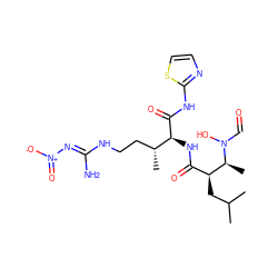 CC(C)C[C@@H](C(=O)N[C@H](C(=O)Nc1nccs1)[C@H](C)CCN/C(N)=N/[N+](=O)[O-])[C@H](C)N(O)C=O ZINC000013470359