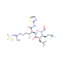 CC(C)C[C@@H](C(=O)N[C@H](C(=O)Nc1nccs1)[C@H](C)CCN/C(N)=N/S(C)(=O)=O)[C@H](CCC(F)(F)F)N(O)C=O ZINC000027420801