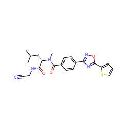 CC(C)C[C@@H](C(=O)NCC#N)N(C)C(=O)c1ccc(-c2noc(-c3cccs3)n2)cc1 ZINC000066104523