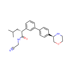 CC(C)C[C@@H](C(=O)NCC#N)c1cccc(-c2ccc([C@@H]3COCCN3)cc2)c1 ZINC000027207655