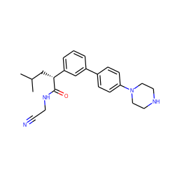 CC(C)C[C@@H](C(=O)NCC#N)c1cccc(-c2ccc(N3CCNCC3)cc2)c1 ZINC000003818825