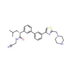 CC(C)C[C@@H](C(=O)NCC#N)c1cccc(-c2cccc(-c3csc(CN4CCNCC4)n3)c2)c1 ZINC000022945330