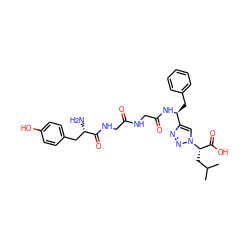 CC(C)C[C@@H](C(=O)O)n1cc([C@H](Cc2ccccc2)NC(=O)CNC(=O)CNC(=O)[C@@H](N)Cc2ccc(O)cc2)nn1 ZINC000096929821