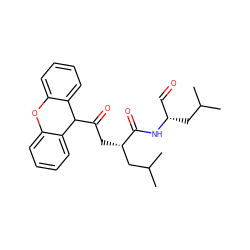 CC(C)C[C@@H](C=O)NC(=O)[C@@H](CC(=O)C1c2ccccc2Oc2ccccc21)CC(C)C ZINC000029394836