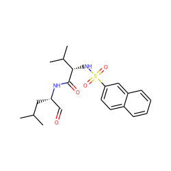 CC(C)C[C@@H](C=O)NC(=O)[C@@H](NS(=O)(=O)c1ccc2ccccc2c1)C(C)C ZINC000013493507