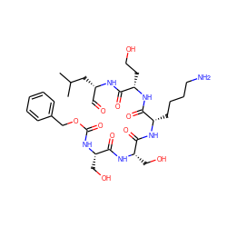 CC(C)C[C@@H](C=O)NC(=O)[C@H](CCO)NC(=O)[C@H](CCCCN)NC(=O)[C@H](CO)NC(=O)[C@H](CO)NC(=O)OCc1ccccc1 ZINC000049709436