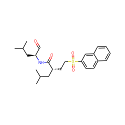 CC(C)C[C@@H](C=O)NC(=O)[C@H](CCS(=O)(=O)c1ccc2ccccc2c1)CC(C)C ZINC000026741330