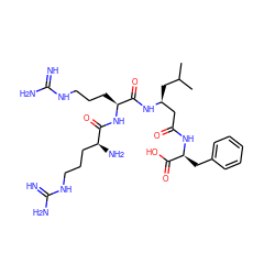 CC(C)C[C@@H](CC(=O)N[C@@H](Cc1ccccc1)C(=O)O)NC(=O)[C@H](CCCNC(=N)N)NC(=O)[C@@H](N)CCCNC(=N)N ZINC000299861058