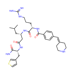 CC(C)C[C@@H](CC(=O)N[C@H](Cc1ccsc1)C(N)=O)NC(=O)[C@H](CCCNC(=N)N)NC(=O)c1ccc(C=C2CCNCC2)cc1 ZINC000653882846