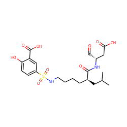 CC(C)C[C@@H](CCCCNS(=O)(=O)c1ccc(O)c(C(=O)O)c1)C(=O)N[C@H](C=O)CC(=O)O ZINC000013553873