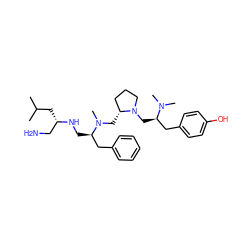 CC(C)C[C@@H](CN)NC[C@H](Cc1ccccc1)N(C)C[C@@H]1CCCN1C[C@H](Cc1ccc(O)cc1)N(C)C ZINC000299832729