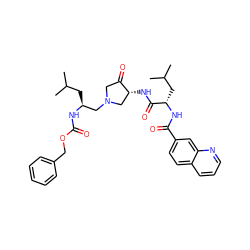 CC(C)C[C@@H](CN1CC(=O)[C@H](NC(=O)[C@H](CC(C)C)NC(=O)c2ccc3cccnc3c2)C1)NC(=O)OCc1ccccc1 ZINC000014972326