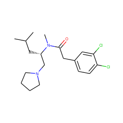 CC(C)C[C@@H](CN1CCCC1)N(C)C(=O)Cc1ccc(Cl)c(Cl)c1 ZINC000013446375