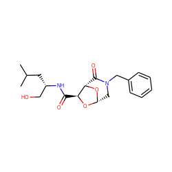 CC(C)C[C@@H](CO)NC(=O)[C@@H]1O[C@H]2CN(Cc3ccccc3)C(=O)[C@@H]1O2 ZINC000045338549