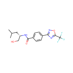 CC(C)C[C@@H](CO)NC(=O)c1ccc(-c2noc(C(F)(F)F)n2)cc1 ZINC000142876812