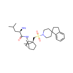 CC(C)C[C@@H](N)C(=O)N[C@H]1C[C@H]2CC[C@]1(CS(=O)(=O)N1CCC3(CCc4ccccc43)CC1)C2(C)C ZINC000027317260