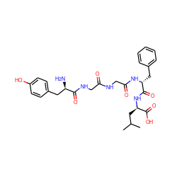 CC(C)C[C@@H](NC(=O)[C@@H](Cc1ccccc1)NC(=O)CNC(=O)CNC(=O)[C@H](N)Cc1ccc(O)cc1)C(=O)O ZINC000003873091