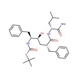 CC(C)C[C@@H](NC(=O)[C@H](Cc1ccccc1)C[C@H](O)[C@H](Cc1ccccc1)NC(=O)OC(C)(C)C)C(N)=O ZINC000014943156