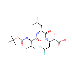 CC(C)C[C@@H](NC(=O)[C@H](NC(=O)OC(C)(C)C)C(C)C)C(=O)N[C@H](CC(F)F)C(=O)C(=O)O ZINC000027093737