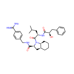 CC(C)C[C@@H](NC(=O)[C@H](O)Cc1ccccc1)C(=O)N1[C@H](C(=O)NCc2ccc(C(=N)N)cc2)C[C@@H]2CCCC[C@@H]21 ZINC000028903321