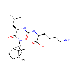 CC(C)C[C@@H](NC(=O)N[C@@H](CCCCN)C(=O)O)C(=O)N[C@@H]1C[C@@]2(C)CC[C@H]1C2(C)C ZINC000473134986