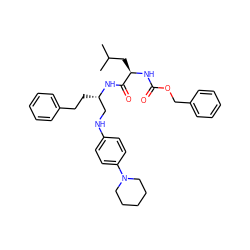 CC(C)C[C@@H](NC(=O)OCc1ccccc1)C(=O)N[C@@H](CCc1ccccc1)CNc1ccc(N2CCCCC2)cc1 ZINC000027998475