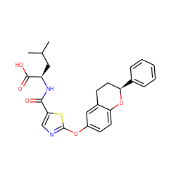 CC(C)C[C@@H](NC(=O)c1cnc(Oc2ccc3c(c2)CC[C@@H](c2ccccc2)O3)s1)C(=O)O ZINC000145526637