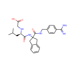 CC(C)C[C@@H](NCC(=O)O)C(=O)NC1(C(=O)NCc2ccc(C(=N)N)cc2)Cc2ccccc2C1 ZINC000036179058