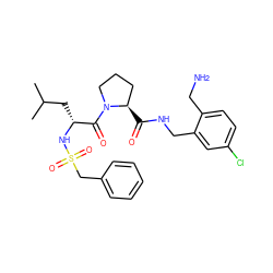 CC(C)C[C@@H](NS(=O)(=O)Cc1ccccc1)C(=O)N1CCC[C@H]1C(=O)NCc1cc(Cl)ccc1CN ZINC000095580483