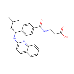 CC(C)C[C@@H](Nc1ccc2ccccc2n1)c1ccc(C(=O)NCCC(=O)O)cc1 ZINC000169711319