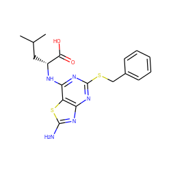 CC(C)C[C@@H](Nc1nc(SCc2ccccc2)nc2nc(N)sc12)C(=O)O ZINC000095603263