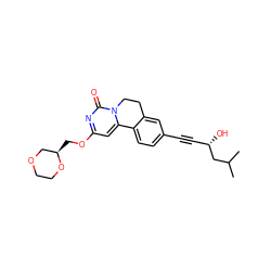 CC(C)C[C@@H](O)C#Cc1ccc2c(c1)CCn1c-2cc(OC[C@@H]2COCCO2)nc1=O ZINC000143049283