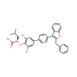 CC(C)C[C@@H](Oc1c(Br)cc(-c2ccc(-c3c(Cc4ccccc4)oc4ccccc34)cc2)cc1Br)C(=O)O ZINC000028758752