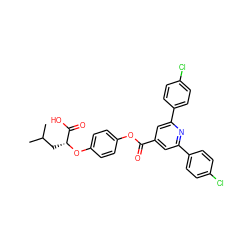 CC(C)C[C@@H](Oc1ccc(OC(=O)c2cc(-c3ccc(Cl)cc3)nc(-c3ccc(Cl)cc3)c2)cc1)C(=O)O ZINC000029411309