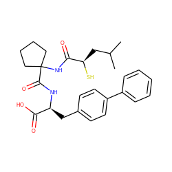 CC(C)C[C@@H](S)C(=O)NC1(C(=O)N[C@@H](Cc2ccc(-c3ccccc3)cc2)C(=O)O)CCCC1 ZINC000026172307