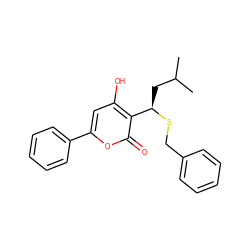 CC(C)C[C@@H](SCc1ccccc1)c1c(O)cc(-c2ccccc2)oc1=O ZINC000013740574