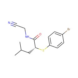 CC(C)C[C@@H](Sc1ccc(Br)cc1)C(=O)NCC#N ZINC000028374989