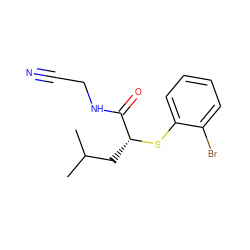 CC(C)C[C@@H](Sc1ccccc1Br)C(=O)NCC#N ZINC000028374533