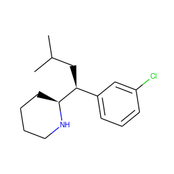 CC(C)C[C@@H](c1cccc(Cl)c1)[C@@H]1CCCCN1 ZINC000035090566