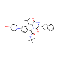 CC(C)C[C@@H]1C(=O)N[C@H](C2Cc3ccccc3C2)C(=O)N1[C@@H](C(=O)NC(C)(C)C)c1ccc(N2CCC(O)CC2)cc1 ZINC000043532167