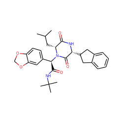 CC(C)C[C@@H]1C(=O)N[C@H](C2Cc3ccccc3C2)C(=O)N1[C@@H](C(=O)NC(C)(C)C)c1ccc2c(c1)OCO2 ZINC000043531811