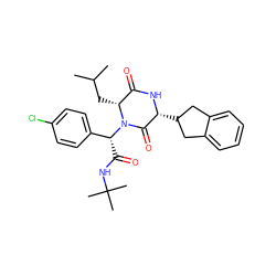 CC(C)C[C@@H]1C(=O)N[C@H](C2Cc3ccccc3C2)C(=O)N1[C@H](C(=O)NC(C)(C)C)c1ccc(Cl)cc1 ZINC000013674910