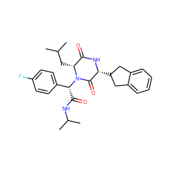 CC(C)C[C@@H]1C(=O)N[C@H](C2Cc3ccccc3C2)C(=O)N1[C@H](C(=O)NC(C)C)c1ccc(F)cc1 ZINC000013674901