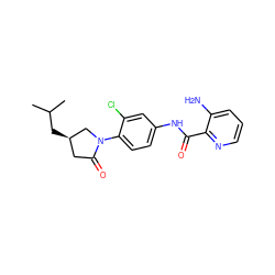 CC(C)C[C@@H]1CC(=O)N(c2ccc(NC(=O)c3ncccc3N)cc2Cl)C1 ZINC000653851015