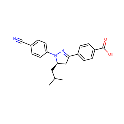 CC(C)C[C@@H]1CC(c2ccc(C(=O)O)cc2)=NN1c1ccc(C#N)cc1 ZINC000058574715